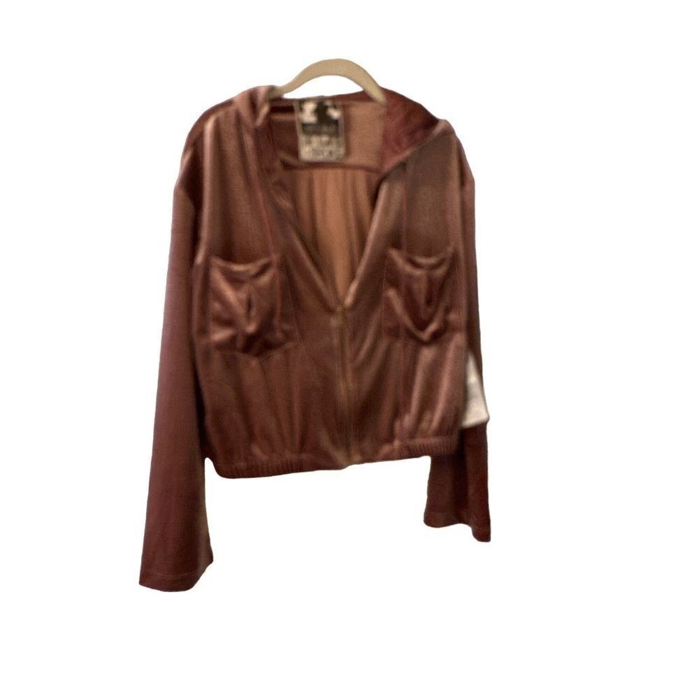 NWT Young Fabulous and Broke Velour Zip up Hooded Jacket Cropped Medium